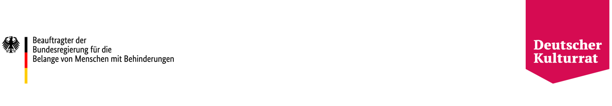 Logo des Beauftragten der Bundesregierung für die Belange von Menschen mit Behinderung sowie Logo des Deutschen Kulturrates.